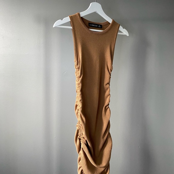 Lioness Military Minds camel ruched dress - Picture 6 of 6